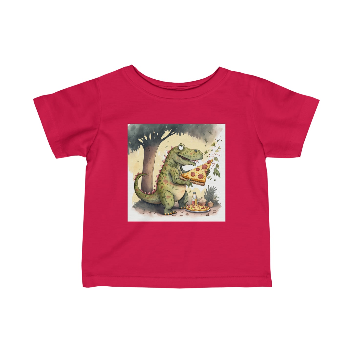 Infant Fine Jersey Tee - Pizza Eating Dinosaur