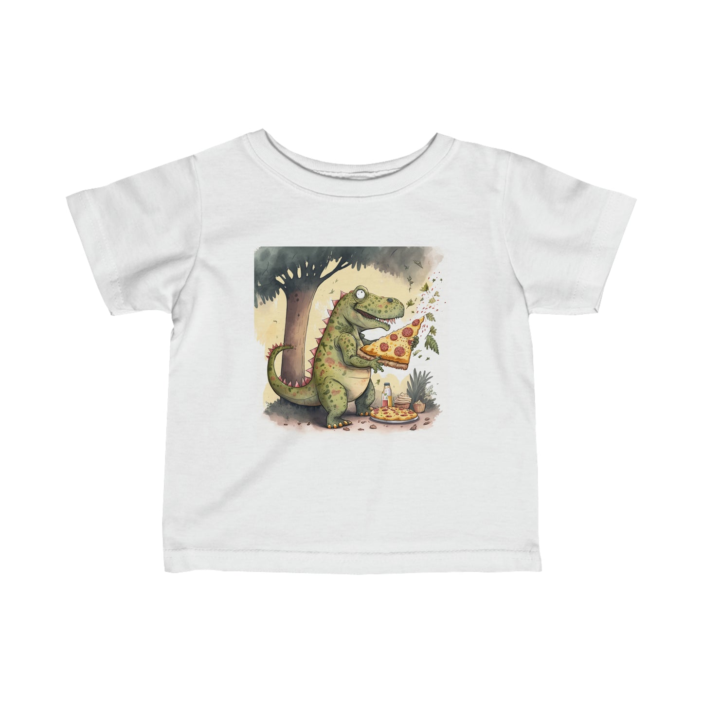 Infant Fine Jersey Tee - Pizza Eating Dinosaur