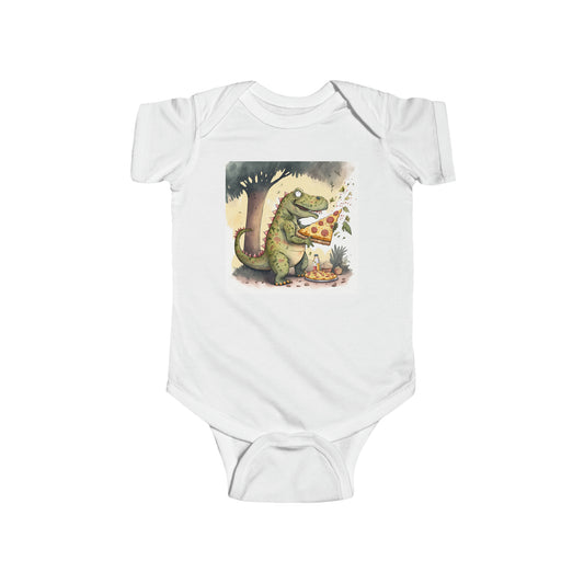 Infant Fine Jersey Bodysuit - Pizza Eating Dinosaur